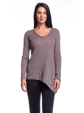 Acrobat Asymmetrical Hem Sweater Graphite Grey Linen Scoop Neck NWT